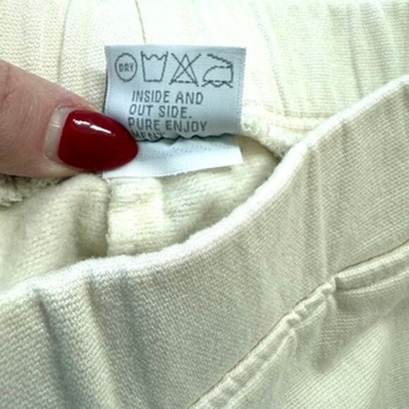 ARIA Collection Pull-On Pants Cream Textured Knit Elastic Waist Korea XS-S - Picture 5 of 5